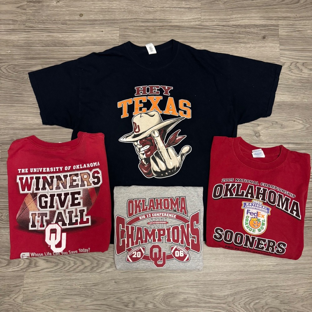 Vintage Y2K Oklahoma Sooners Shirt Bundle 2XL OU Football Big 12 Champions Lot